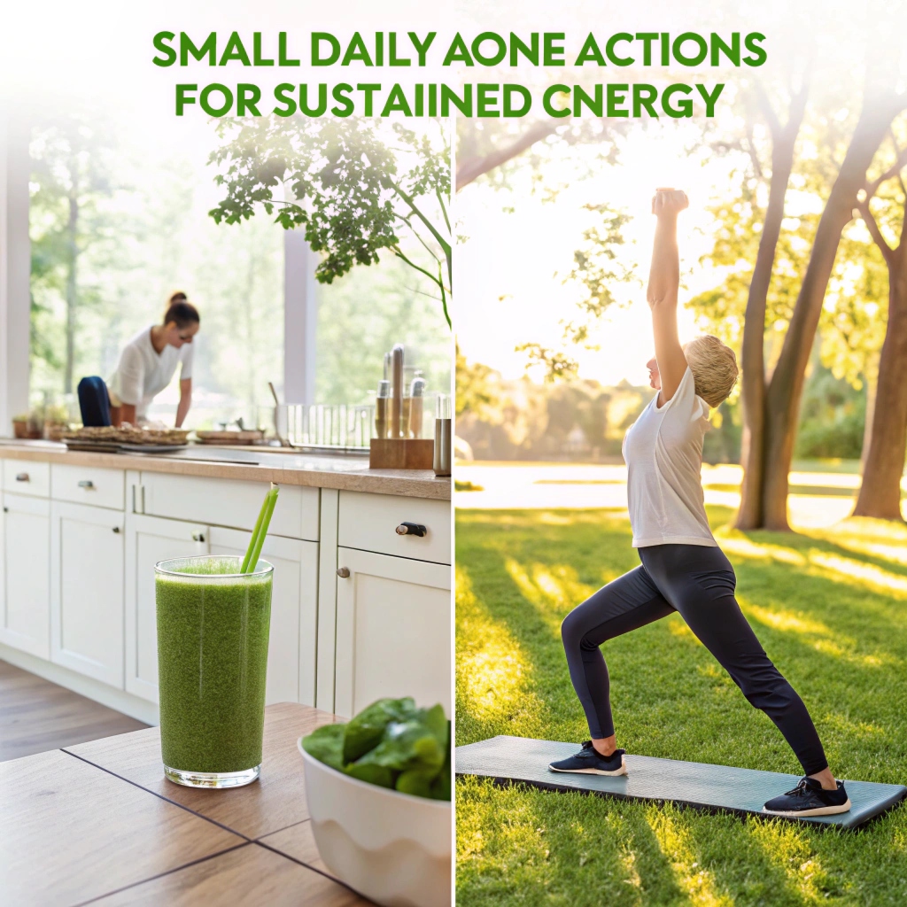 A person enjoying a peaceful morning routine outdoors, surrounded by natural light and greenery